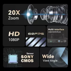 Tenveo Caméra Conférence PTZ 20X: Full HD, Zoom Optique Exceptionnel pour vos Meetings et Streaming!